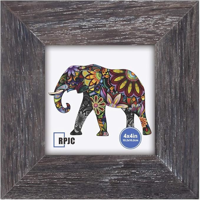 RPJC 4x4 inch Picture Frame Made of Solid Wood High Definition Glass for Wall Mounting Photo Frame Driftwood Finish