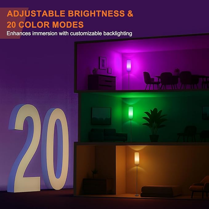 FRIDEKO HOME 2 Pack Floor Lamps for Living Room, Dimmable Colors Temperature & Brightness, Modern Floor Lamp with Remote, Tall Standing Lamps for Living Room Bedroom Office, Beige Shade 9W RGB Bulb