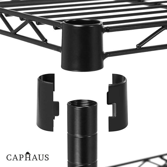 CAPHAUS 4-Tier Adjustable Height Wire Shelving Unit, Wire Rack Shelving, Metal Steel Storage Shelves, Garage Shelving Storage Organizer, Utility Storage Shelf, Without Wheels, Black