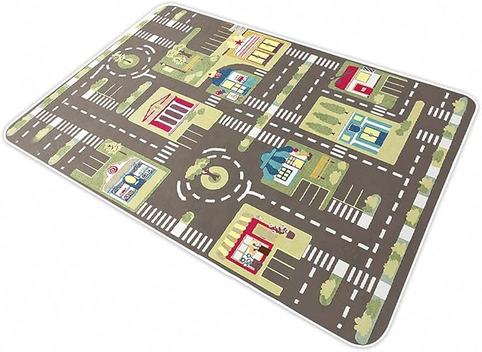 Kid Rug Carpet Playmat for Toy Cars and Train，Play Area Rug with Rubber Backing，Fun Throw Rug，Ideal Gift for Children Baby Bedroom Play Room(80×120cm/32×47in) Y2