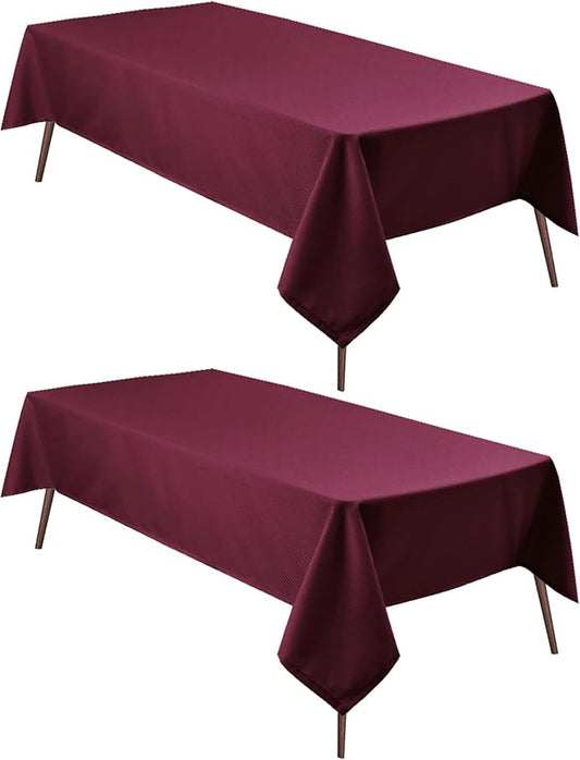 Hiasan 2 Pieces Burgundy Tablecloth for Rectangle Tables - Waterproof and Spillproof Washable Fabric Table Cloth for Dining Room Kitchen Party, 54 x 80 Inch