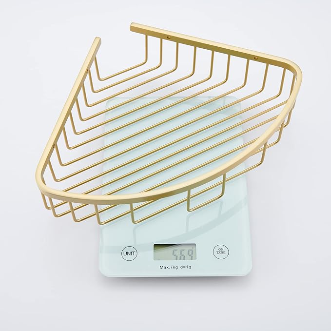 Bathroom Corner Shower Caddy Organizer, Corner-Hollow Design, SUS304 Stainless Steel Heavy Duty Rust-Proof Bathroom Shelf Organizer Holder, Wall Mounted Storage Rack, Brushed Gold