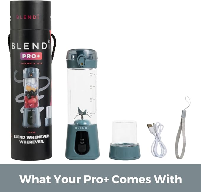BLENDi Pro+ Portable Blender (New 2025 Model, 17.5oz, Gray) – Upgraded 120W Motor, USB-C Rechargeable, Cordless Personal Blender for Smoothies & Shakes – BPA-Free, Self-Cleaning, Travel-Friendly