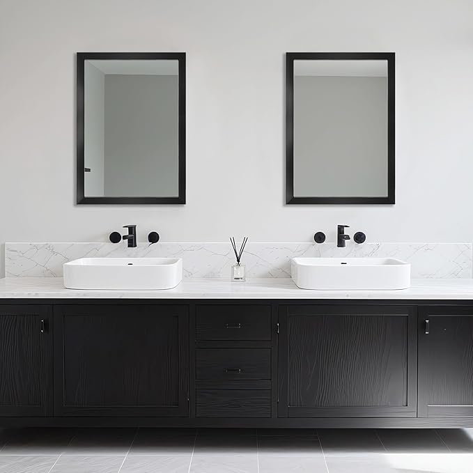 Ruomeng Rectangular Wall Mirror 20" x 28" for Bathroom, Bedroom, Entryway, Living Room, Black