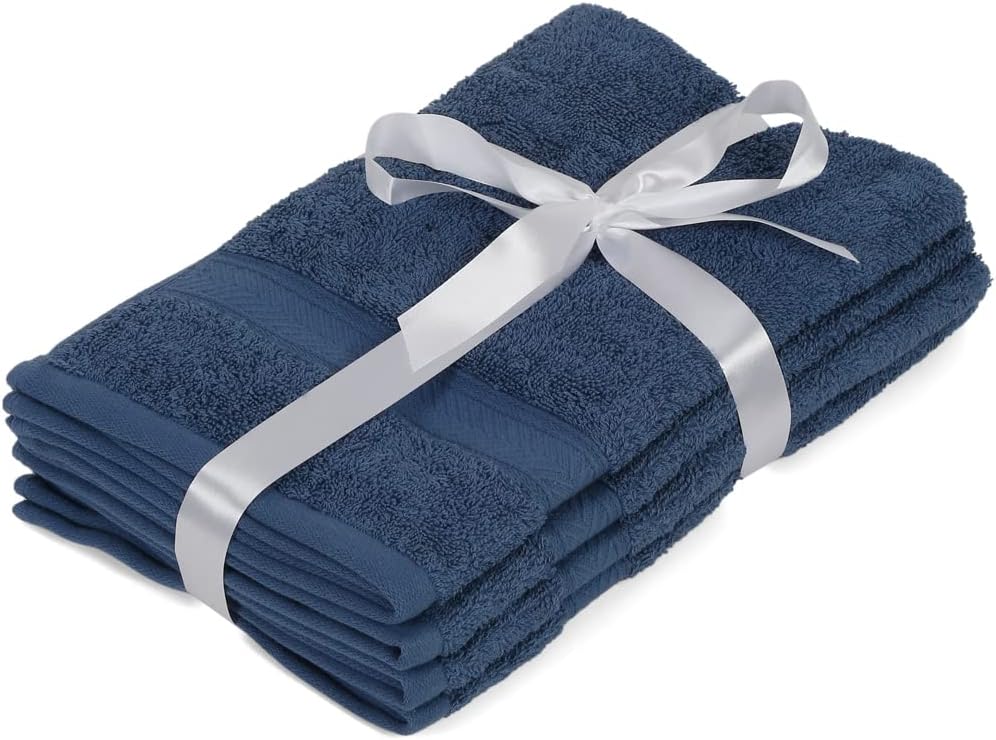 Casa Lino 4 Pack Hand Towels for Bathroom, 18"x28", 100% Cotton, Ultra Soft & Highly Absorbent, Premium Luxury Towels for Gym, Shower, Hotel, New Apartment Essentials, Navy