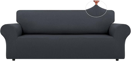 LURKA Stretch Oversized Sofa Slipcovers 1 Piece Couch Covers for 3 Cushion Couch Sofa Furniture Protector Full Sofa Covers with Elastic Bottom for Kids and Pet (X-Large, Dark Grey)