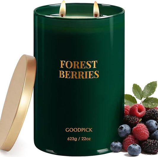 Goodpick Forest Berries Candles, Scented Candles for Home, 22oz Soy Wax, Long Lasting 120hrs, Juicy Fruity Uplifting Living Room Gift