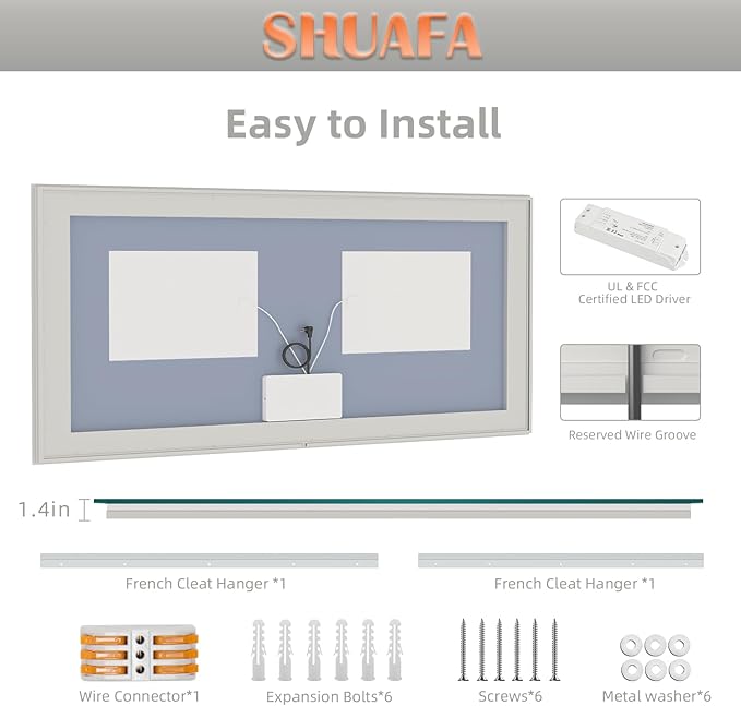 LED Mirror for Bathroom, 72x40 Inch Backlit + Front Lighted Bathroom Vanity Mirror with Lights for Wall, Double Light Strips, 3 Colors, Shatter-Proof, Anti-Fog and Brightness Memory