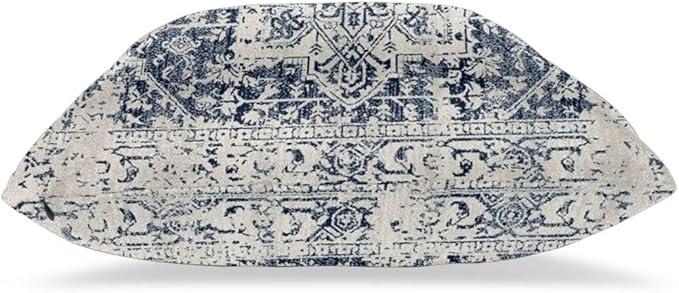 Boho Pillow Covers 24x24 Set of 2, White Navy Blue Carpet Pattern Outdoor Decorative Throw Pillows Ethnic Rustic Farmhouse Cushion Cases Linen Gifts for Couch Sofa Decor