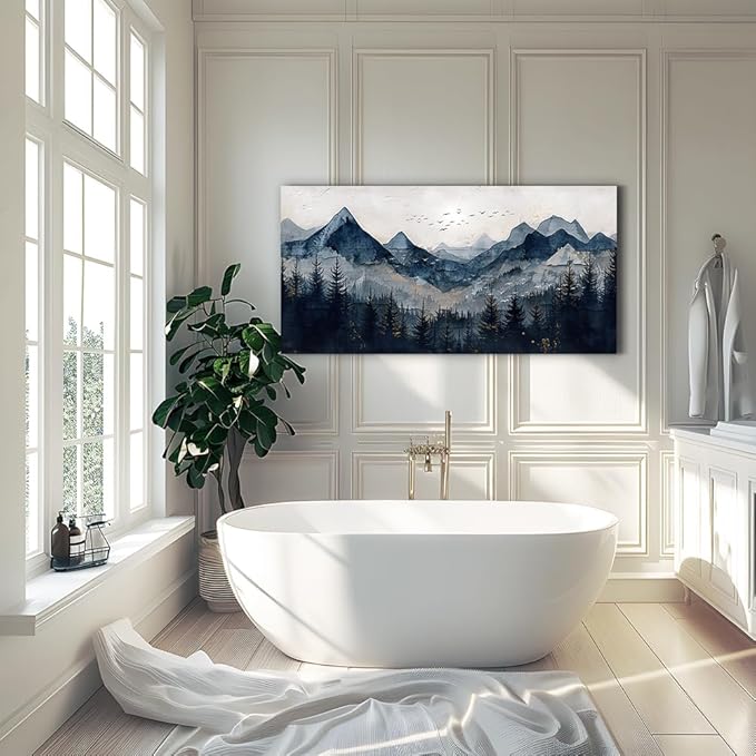 Wapluam Wall Art for Living Room Home Decorations Black And White Wall Painting Canvas Wall Decor For Bedroom Modern Office Decor Abstract Mountains Landscape Artwork Wall Pictures Ready To Hang