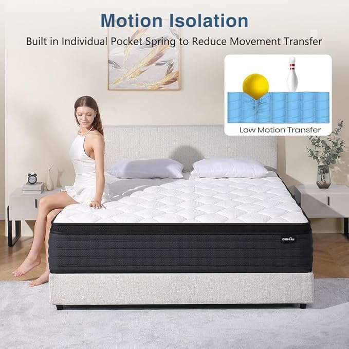 Queen Size Mattress, 10 Inches Hybrid Memory Foam Queen Mattress in a Box, Medium Firm, Pressure Relief, CertiPUR-US