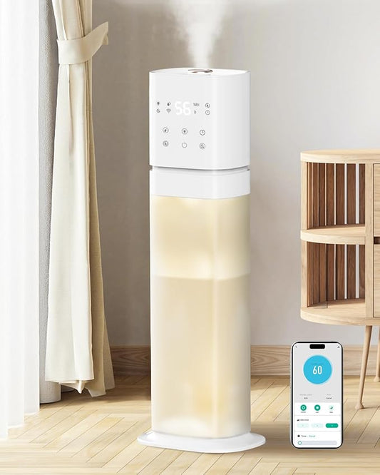 Smart Humidifier Large Room, 2.1Gal/8L Humidifiers for Bedroom with Extended Tube&Night Light, Whole House Cool Mist Humidifiers, WIFI App&Voice Control, School/Office/Warehouse, White
