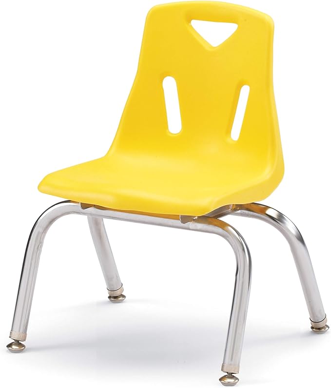 Berries 8140JC1007 Stacking Chair with Chrome-Plated Legs, 10" Height, Yellow