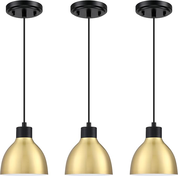 3 Pack 1 Light Industrial Hanging Indoor 6" Mini Kitchen Island Pendant Ceiling Light Fixtures,Black Brushed Bronze Finish for Bar Dining Room Corridor Living Room