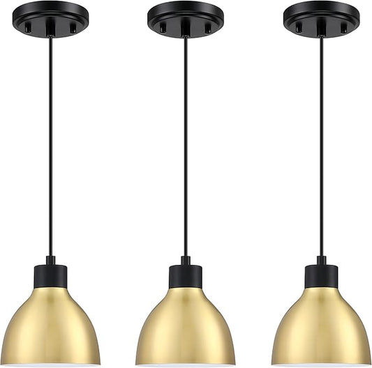 3 Pack 1 Light Industrial Hanging Indoor 6" Mini Kitchen Island Pendant Ceiling Light Fixtures,Black Brushed Bronze Finish for Bar Dining Room Corridor Living Room