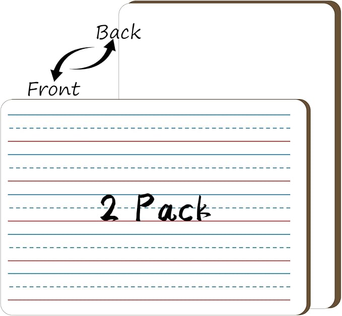 White Board Dry Erase Boards Classroom Pack Mini White Boards 9" x12” Double Sided Personal Whiteboards for Students Teachers School Supplies Lapboards (2Pack line whiteboard)