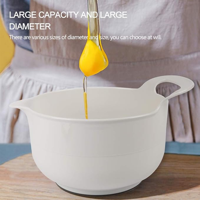 BoxedHome 4 Pack Nesting Mixing Bowl with Pour Spout and Handle, BPA free Microwave & Dishwasher Safe(Grey, 4 Pack with Handle)