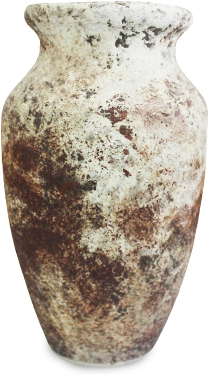 roro Handmade Rustic 7-Inch Brown Rustic Ceramic Vase - Antique Indoor Outdoor with an Elegant Classic -Shaped Design