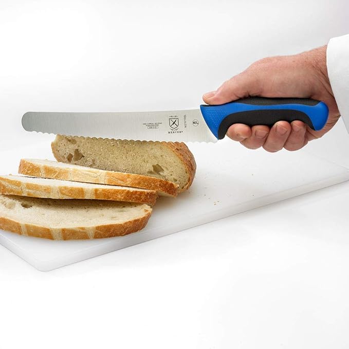 Mercer Culinary Millennia Colors Bread Knife, 10-Inch Wavy Edge Wide, Blue