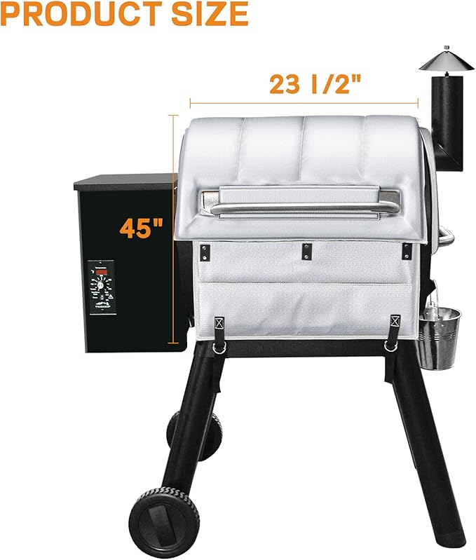 Insulation Blanket for Traeger Pro 22,Pro 575,Tailgater 20,Ironwood 650 and Lil' Tex Elite Wood Pellet Smoker Grill,BAC626 Pro 22/575 Insulation Blanket Grill Accessory for Winter Smoking,Silver