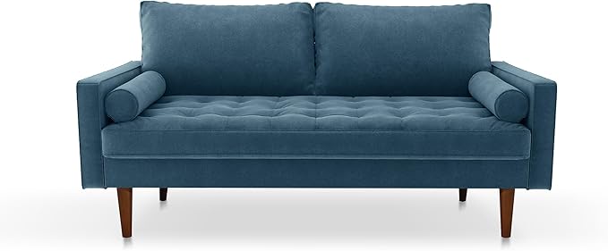 Modern Sofa,70 Inch Velvet Couch for Living Room,Spring Cushions,Solid Wood Frame,Easy Assembly for Small Spaces (Prussian Blue)