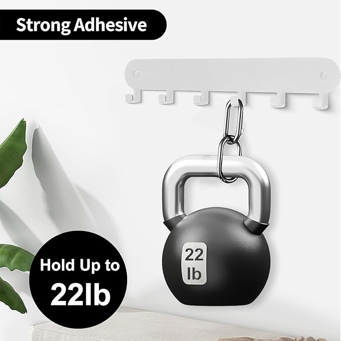 2 Pack Key Holder for Wall,Key Hooks,Key Holder Wall Mount Self Adhesive, Key Hooks for Wall Key Rack Wall Mount for No Drill for Living Room, Kitchen, Bathroom, Garage (White, 6 Hooks)