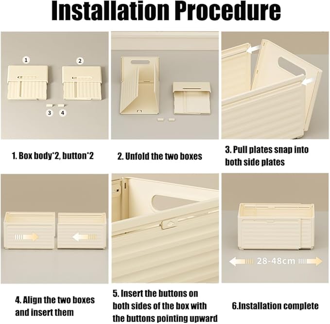 Foldable Storage Bins, 2 Pack Plastic Expandable Boxes for Organizing, Adjustable from 11-18.8" Drawer Organizers Separators Dividers for Bedroom Kitchen Utensils Tools Closet, Large