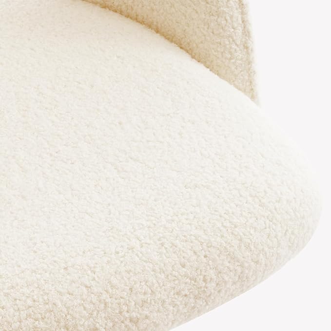 Furnimart Swivel Rolling Desk Chair, Adjustable Faux Fur Vanity Chair with Gold Legs, Cute Task Chair with Wheels for Living Room Bedroom Studying Small Places (Faux Fur White)