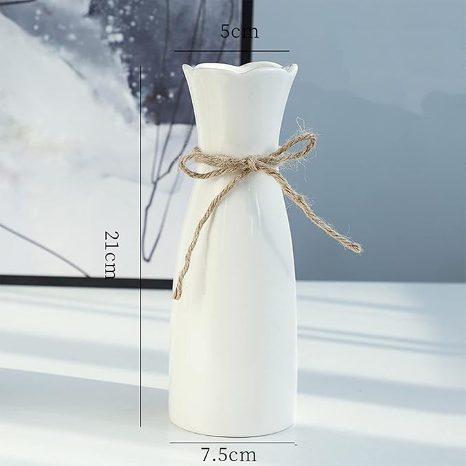2 Ceramic Vase White Flower Vase for Home Decor Modern 7.9 inch Mini Vase for Table Shelf Home Decor Vase for Fireplace Bedroom Kitchen Living Room Wedding Office Desk Birthday Gifts