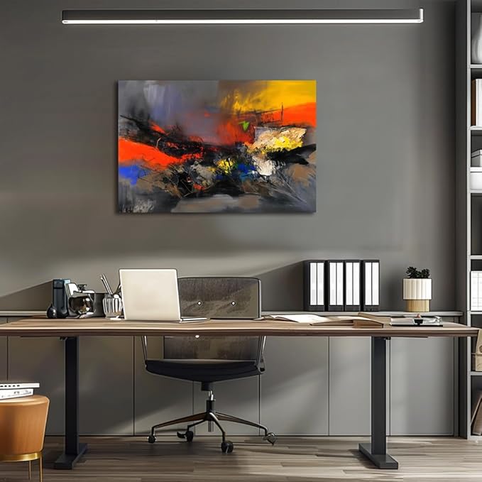 Red Black and Gray Abstract Canvas Wall Art Colorful Modern Multicolored Pictures for Living Room Contemporary Painting Wall Decor for Bedroom Home Office Decortions 24x36 inches