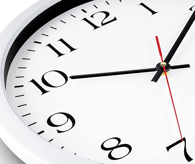 Bernhard Products White Wall Clock, Silent Non Ticking - 16 Inch Extra Large Quality Quartz Battery Operated Round Easy to Read Home/Office/Business/Kitchen/Classroom/School Clocks, Black Numbers