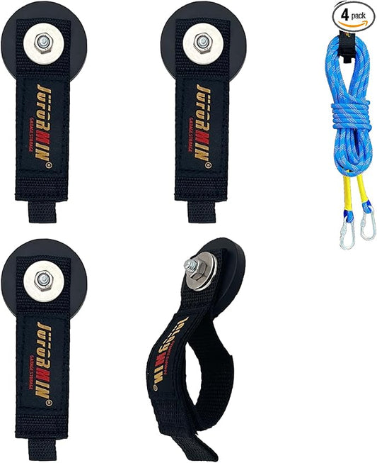 Heavy Duty Magnetic Hook, Magnetic Tool Holder, Magnetic Garage Hooks, Extension Cord Strap for Cable, Rope, Wire Storage in Garage,Workshop,RV,Pick-up(Dia.1.69" Magnet * 4Pcs)