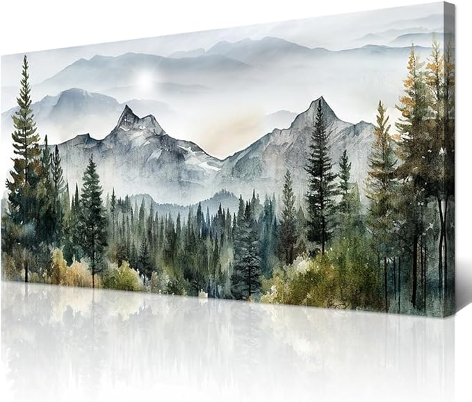 Wapluam Abstract Mountain Landscape Canvas Art - Modern Wall Decor For Living Room, Bedroom - Stretched & Framed, Ready To Hang