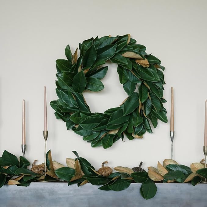 CG Hunter Holiday Collection Faux Wreath, Premium Artificial Indoor and Outdoor Large 30" Magnolia Leaf Christmas Wreath, Christmas Decorations and Holiday Greenery