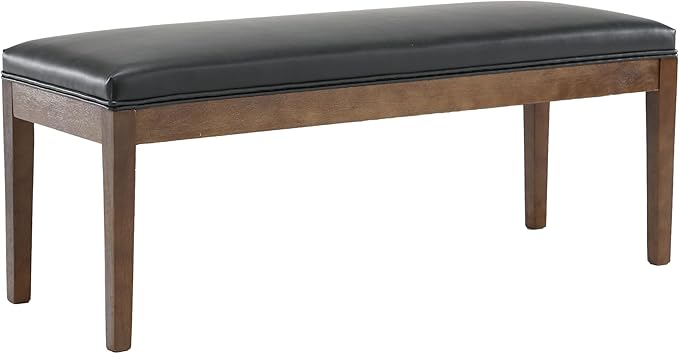 Upholstered Entryway Bench Modern Shoe Benches for Hallway Porch Bedroom Bench for End of Bed Dining Bench for Dining Table Dining Room Kitchen Window with Wood Legs, PU Leather, Black