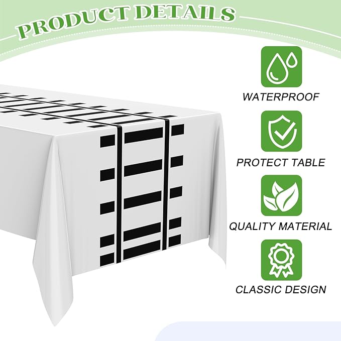 3 Pcs Train Party Decorations Railroad Track Tablecloths Train Birthday Party Supplies 54 x 108 Inch Plastic Table Covers for Railroad Track Western Theme Birthday (White)