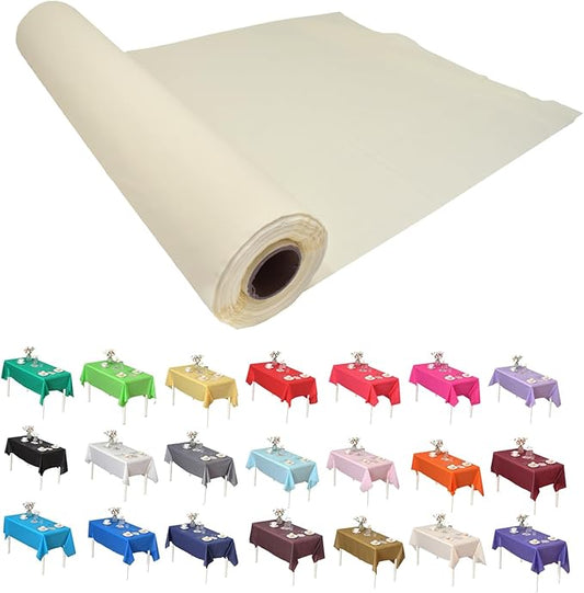 Craft And Party, Ivory Plastic Table Cover Roll - 40in X 100 feet Heavy Duty Plastic Banquet Table Cover Roll. (Ivory)