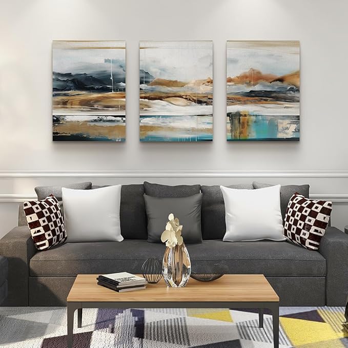 MHARTK66 Large Canvas Wall Art For Living Room Modern Bedroom Wall Decor Abstract Ink Painting Canvas Prints for Home Decorations Ready to Hang Office Inspiration Posters Pictures Artworks 3 Piece