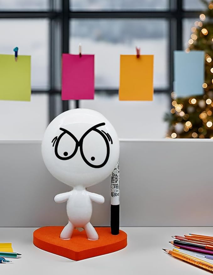 TITTO in Love, Draw Your Ideas - Halloween Gadgets Desk Gifts - Small Desktop Whiteboard Dry Erase - Ceramic Doll - Orange Office - Create Funny Faces (Orange)