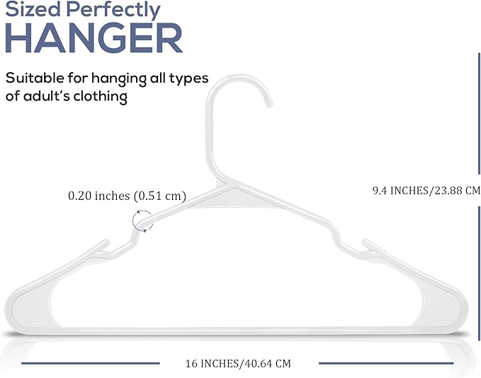 Utopia Home Clothes Hangers 20 Pack - Plastic Hangers Space Saving - Durable Coat Hanger with Shoulder Grooves (White)