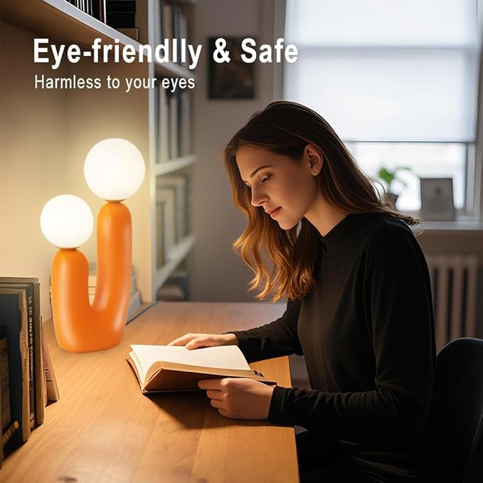 Nightstand Lamps, Modern Cactus Lamp, Dimmable Resin Table Lamp, Suitable for Living Room, Bedroom, Bedside Table (Orange)