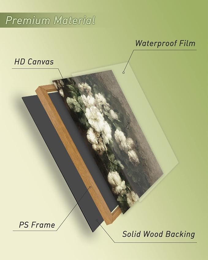 InSimSea Framed Canvas Wall Art Vintage Decor, Canvas Wall Art for Living Room Bedroom Office Bathroom Picture, Vintage Flower Botanical Oil Painting Prints, Home Office Desk Decor, 12"x16"