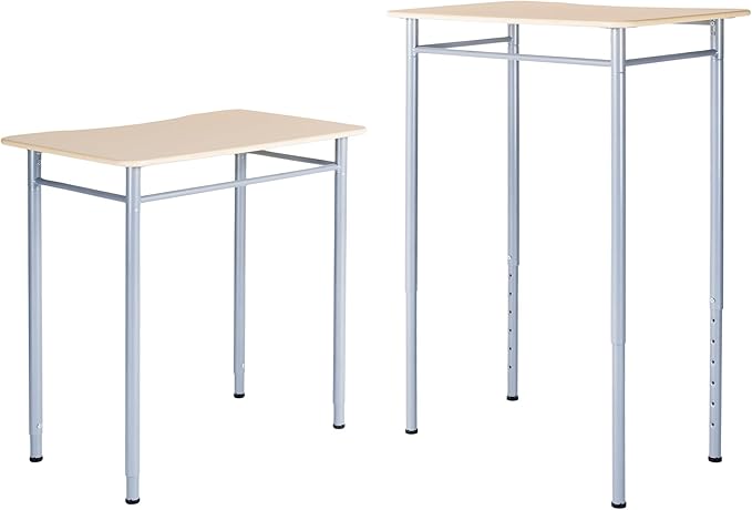 Guidecraft Adjustable Standing Desk - Rectangle – Wooden Study Desk for Kids & Adults, Adjustable Height Writing Desk with Sturdy Metal Legs, Compact Desk for Home, Classroom, Office