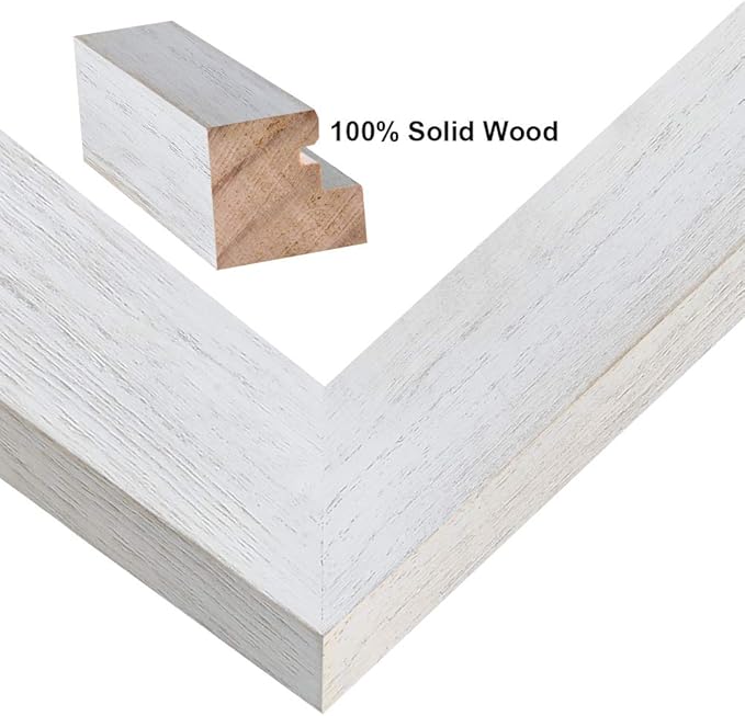 RPJC 4x4 inch Picture Frame Made of Solid Wood High Definition Glass for Wall Mounting Photo Frame Rustic White