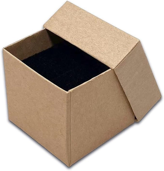 TheDisplayGuys - 24-Pack Cardboard Kraft Paper Jewelry Gift Boxes w. Velvet Padding - Ring - Kraft Brown - Square (1.5" x 1.5" x 1.5")