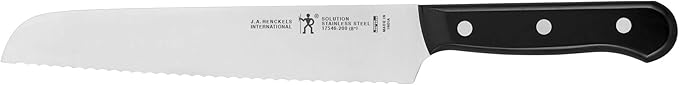 HENCKELS Solution Razor-Sharp 8-inch Bread Knife, Cake Knife, German Engineered Informed by 100+ Years of Mastery, Black/Stainless Steel