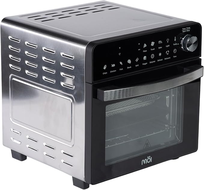 MOI 1500W Air Fryer Toaster Oven - Convection Toaster Oven Air Fryer Combo with 12 Presets - Countertop Ovens for Baking & Frying with Digital Display, Dual Heating, Rotisserie & Dehydrate Function