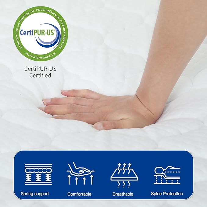 PayLessHere 6 Inch Hybrid Mattress with Innerspring and Foam/Fiberglass Free/Medium Firm Spring Mattress/King Size Mattress in a Box/CertiPUR-US Certified/Cool Sleep Pressure Relief