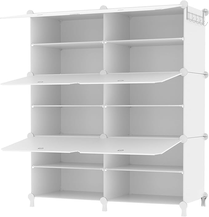 AWTATOS Shoe Rack, 6 Tier Shoe Storage Cabinet with Door, 32 Pair Shoe Organizer Shelves for Closet Hallway Bedroom Entryway, White
