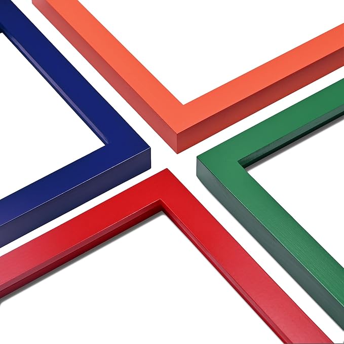 KINLINK 4x6 Picture Frames Green Wood Frames with Acrylic Plexiglass for 3.5x5 with Mat or 4x6 without Mat, Tabletop and Wall Mounting Display, Set of 4